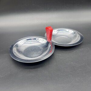 Vintage Art Deco Chrome Serving Tray Cherry Red Bakelite Handle Farberware USA